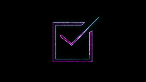 Glowing neon line Simple Check mark icon, positive tick symbol of approved,.. Stock Footage 293482896