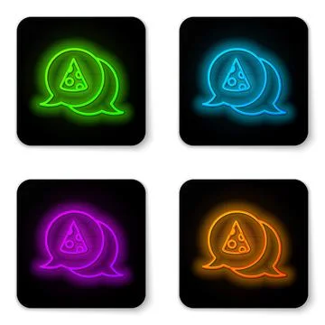 Glowing neon line Slice of pizza icon isolated on white background. Fast fo.. Stock Illustration