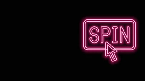 Glowing neon line Slot machine spin button icon isolated on black background. 4K Stock Footage 159336589