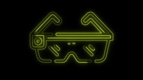 Glowing neon line smart glasses or AR glasses icon animation, Elements of artifi Stock Footage 301682804