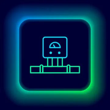 Glowing neon line Smart sensor system icon isolated on black background 스톡 일러스트