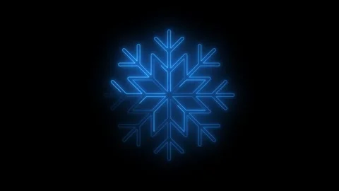 Glowing neon line snowflake animation. Abstract neon blue glowing winter ho.. Stockbeeldmateriaal 336984854