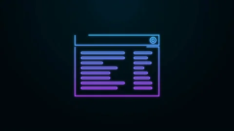 Glowing neon line Software, web developer programming code icon isolated on Stock Footage 140077399