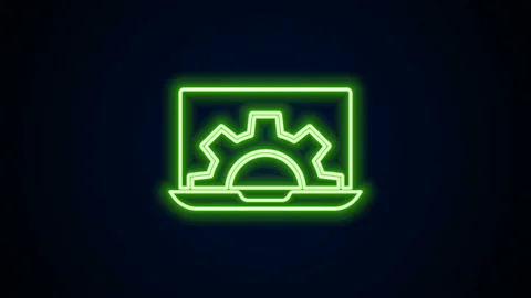 Glowing neon line Software, web development, programming concept icon isolated Stock Footage 142335384