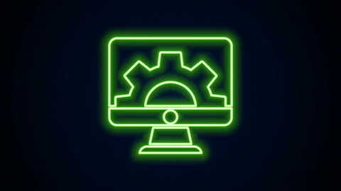 Glowing neon line Software, web development, programming concept icon isolated Stock Footage 142335910
