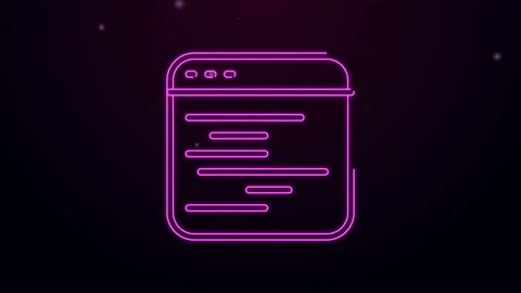 Glowing neon line Software, web developer programming code icon isolated on Stock Footage 144450728