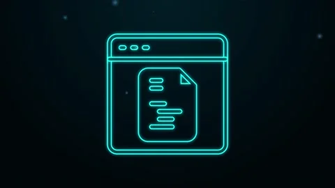 Glowing neon line Software, web developer programming code icon isolated on Stock Footage 155481730