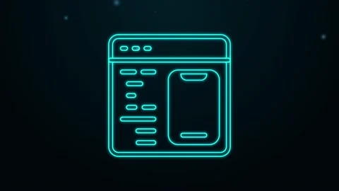 Glowing neon line Software, web developer programming code icon isolated on Stock Footage 155481932
