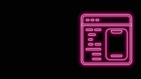 Glowing neon line Software, web developer programming code icon isolated on Stock Footage 155481940