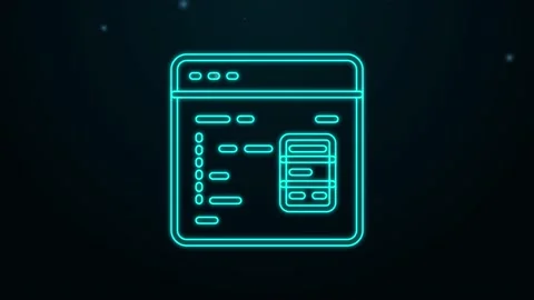 Glowing neon line Software, web developer programming code icon isolated on Stock Footage 155482206