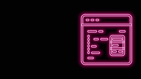 Glowing neon line Software, web developer programming code icon isolated on Stock Footage 155482232