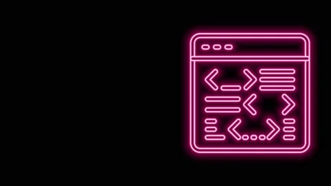 Glowing neon line Software, web developer programming code icon isolated on Stock Footage 155482288