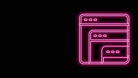 Glowing neon line Software, web developer programming code icon isolated on Stock Footage 155482354