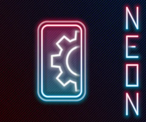 Glowing neon line Software, web development, programming concept icon isolated Stock Illustration