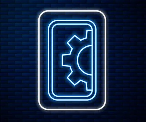 Glowing neon line Software, web development, programming concept icon isolated 库存插图