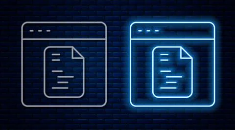 Glowing neon line Software, web developer programming code icon isolated on Stock Illustration