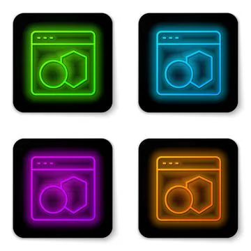 Glowing neon line Software, web developer programming code icon isolated on Stock Illustration