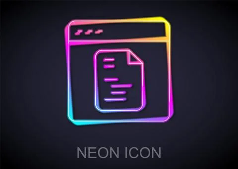 Glowing neon line Software, web developer programming code icon isolated on イラスト素材