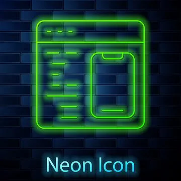 Glowing neon line Software, web developer programming code icon isolated on Stock Illustration