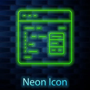 Glowing neon line Software, web developer programming code icon isolated on Stock Illustration