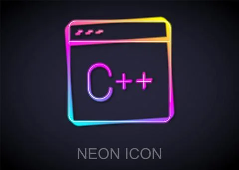 Glowing neon line Software, web developer programming code icon isolated on イラスト素材