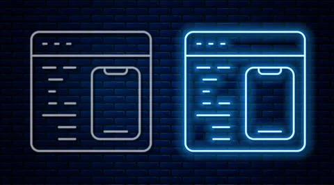 Glowing neon line Software, web developer programming code icon isolated on 스톡 일러스트