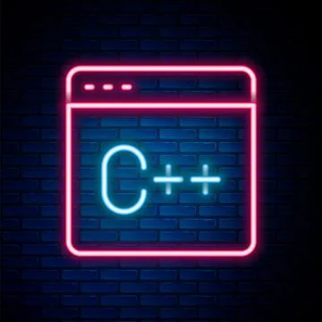 Glowing neon line Software, web developer programming code icon isolated on イラスト素材