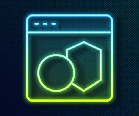 Glowing neon line Software, web developer programming code icon isolated on Stock Illustration