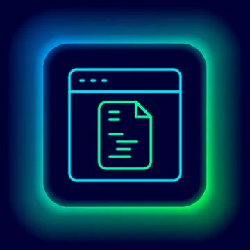 Glowing neon line Software, web developer programming code icon isolated on Stock Illustration