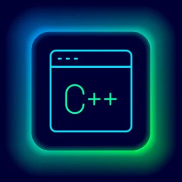 Glowing neon line Software, web developer programming code icon isolated on Illustrazione stock
