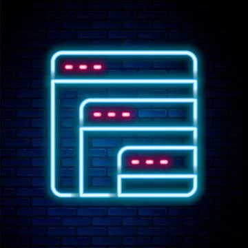 Glowing neon line Software, web developer programming code icon isolated on 스톡 일러스트