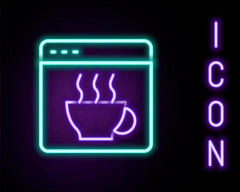 Glowing neon line Software, web developer programming code icon isolated on 스톡 일러스트