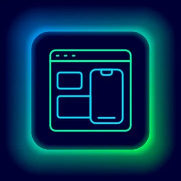 Glowing neon line Software, web developer programming code icon isolated on Stockillustratie