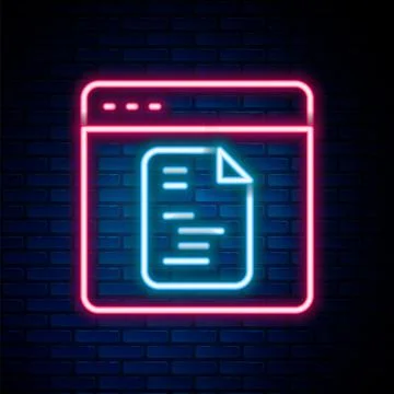 Glowing neon line Software, web developer programming code icon isolated on Stock Illustration