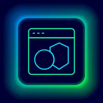 Glowing neon line Software, web developer programming code icon isolated on Stock Illustration