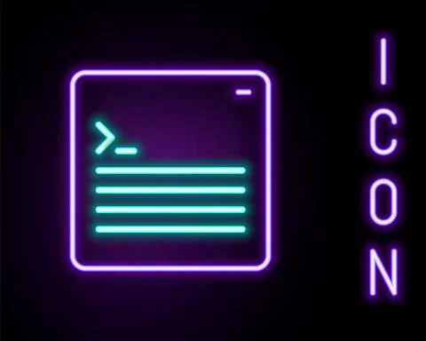Glowing neon line Software, web developer programming code icon isolated on Stock Illustration