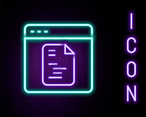Glowing neon line Software, web developer programming code icon isolated on Stockillustratie