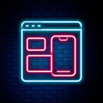 Glowing neon line Software, web developer programming code icon isolated on イラスト素材