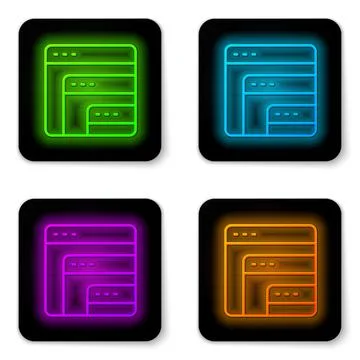 Glowing neon line Software, web developer programming code icon isolated on Stock Illustration
