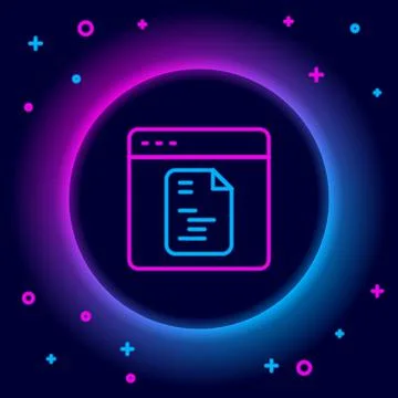 Glowing neon line Software, web developer programming code icon isolated on Stockillustratie
