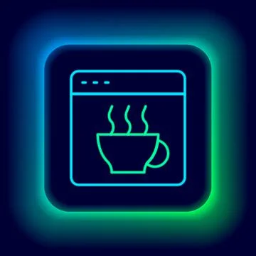 Glowing neon line Software, web developer programming code icon isolated on b Stock Illustration