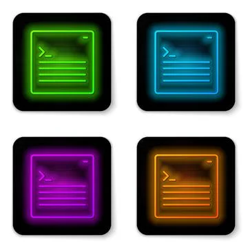 Glowing neon line Software, web developer programming code icon isolated on w Stock Illustration