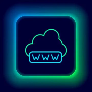 Glowing neon line Software, web development, programming concept icon isolated Stock Illustration