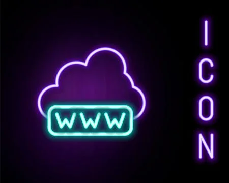 Glowing neon line Software, web development, programming concept icon isolated Stock Illustration