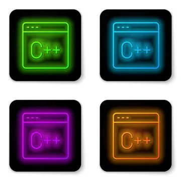 Glowing neon line Software, web developer programming code icon isolated on Stock Illustration