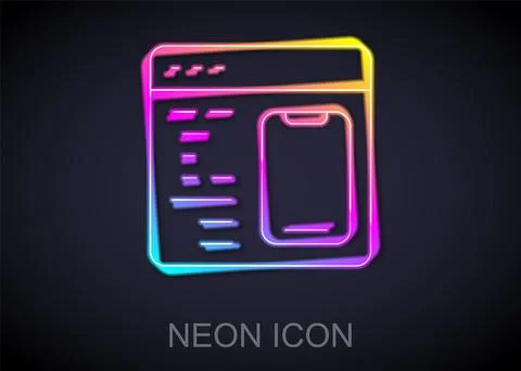Glowing neon line Software, web developer programming code icon isolated on Stockillustratie