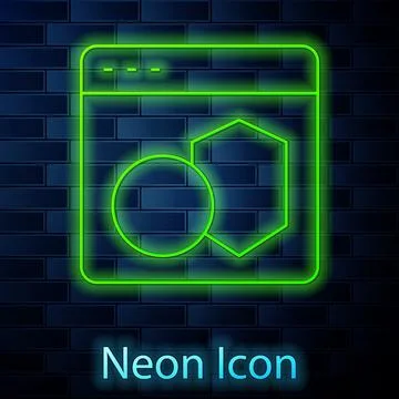 Glowing neon line Software, web developer programming code icon isolated on.. Stock Illustration