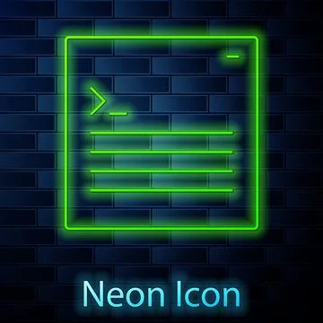 Glowing neon line Software, web developer programming code icon isolated on b Stock Illustration