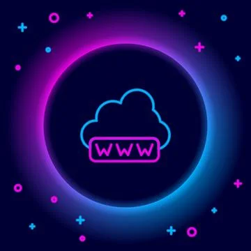 Glowing neon line Software, web development, programming concept icon isola.. Stock Illustration