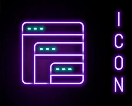 Glowing neon line Software, web developer programming code icon isolated on.. Stock Illustration